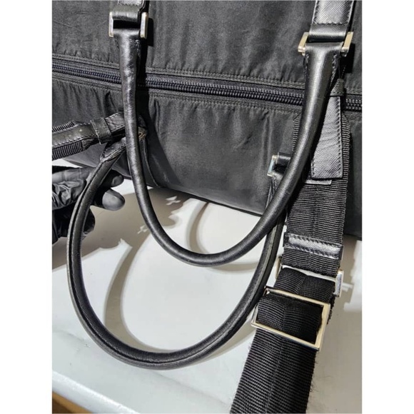 Authentic Prada Saffiano-Trimmed Tessuto Nylon Duffle Bag Black 60cm - Picture 12 of 15
